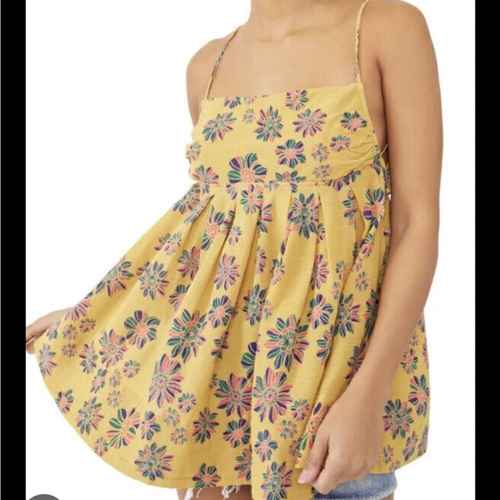 Free People Indigo Molly Tunic Top Yellow